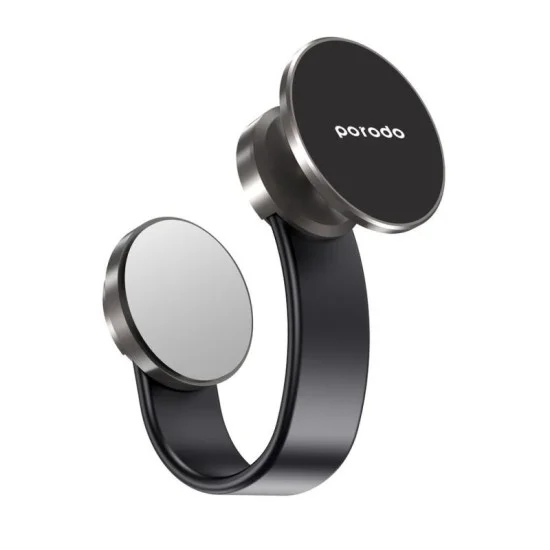 Porodo Magesafe N52 Magnetic Head And Suction Base Car Mount With Flexible Body - Black